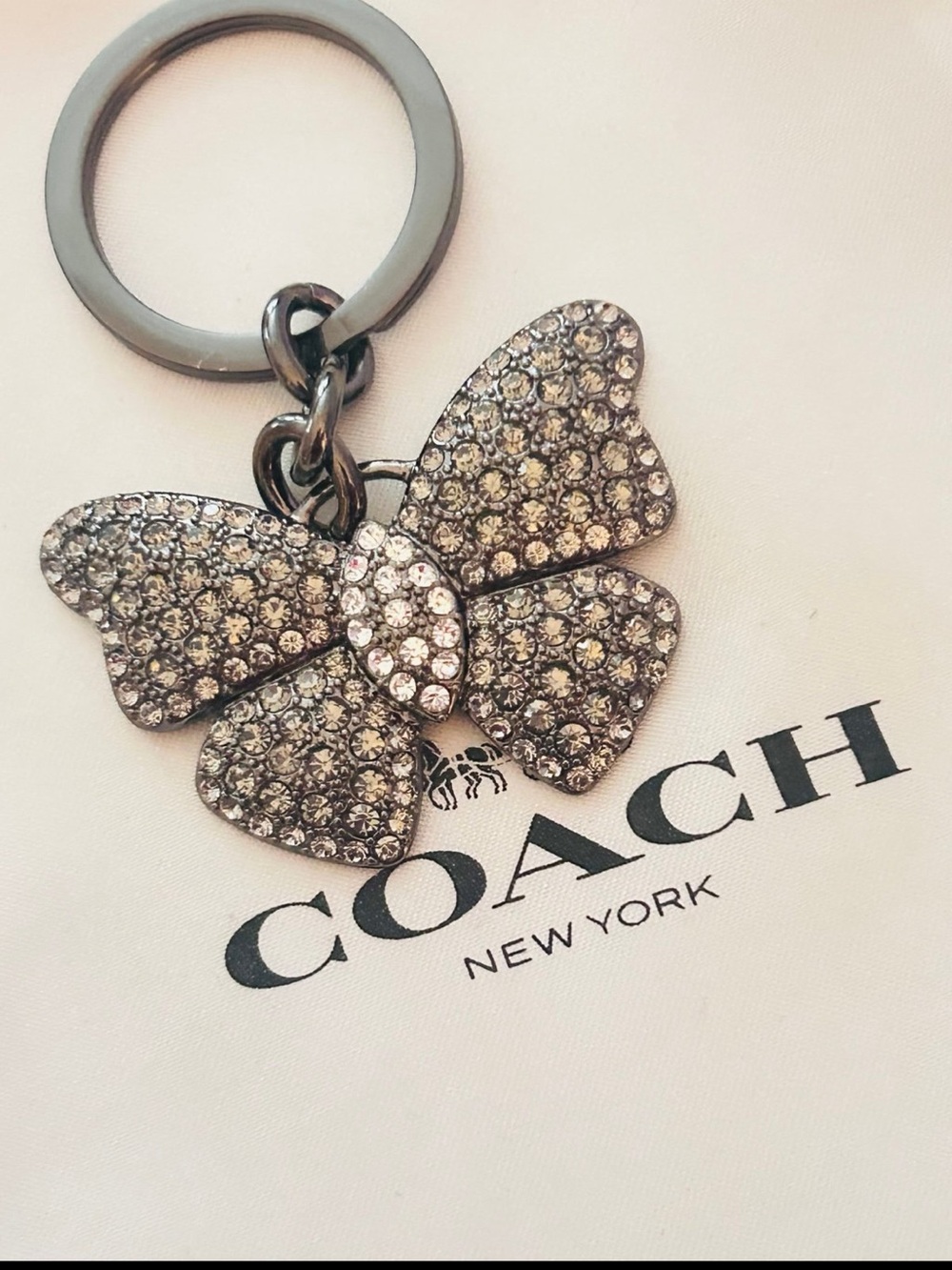 EXTREMELY RARE Vintage Coach Y2K Crystal Butterfly Keychain/ Bag Charm